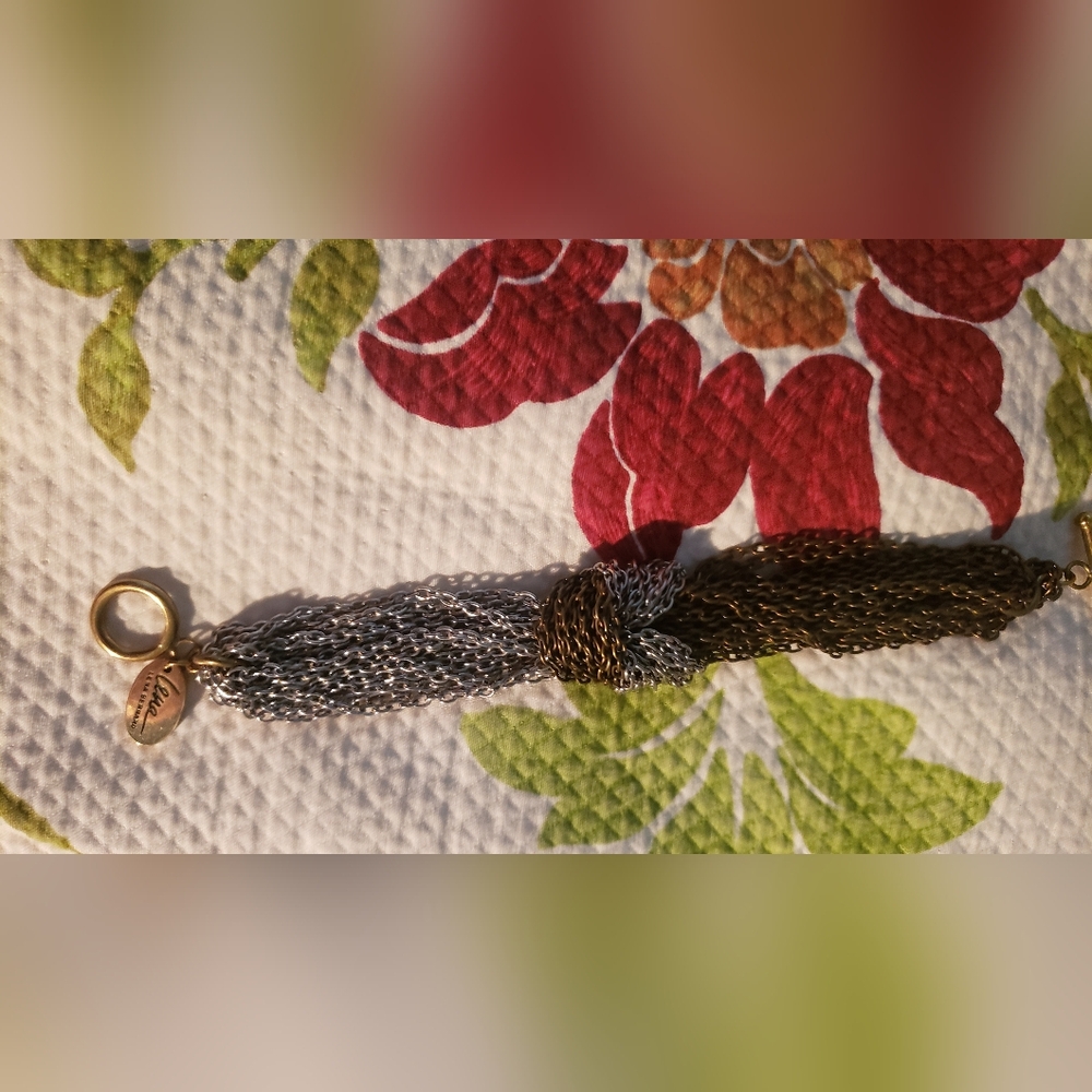 Bracelet Multiple Chains W/ Toggle Silver/ Copper - image 3